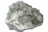 Green Cubic Fluorite Crystal Cluster on Druzy Quartz - China #323066-2